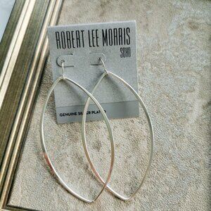 Robert Lee Morris Silver Long Oval Drop Earrings Chic Statement Jewelry